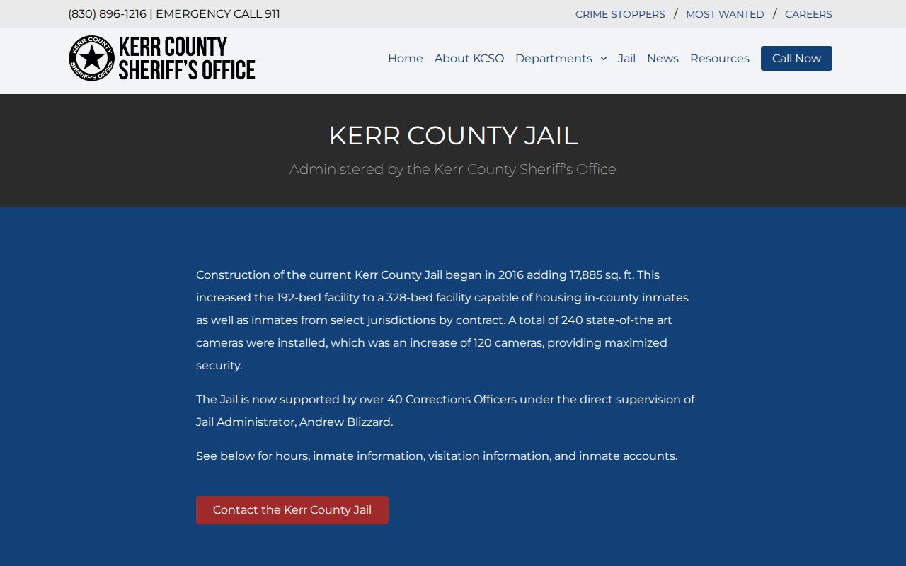 Kerr County Jail released inmate information and booking records page