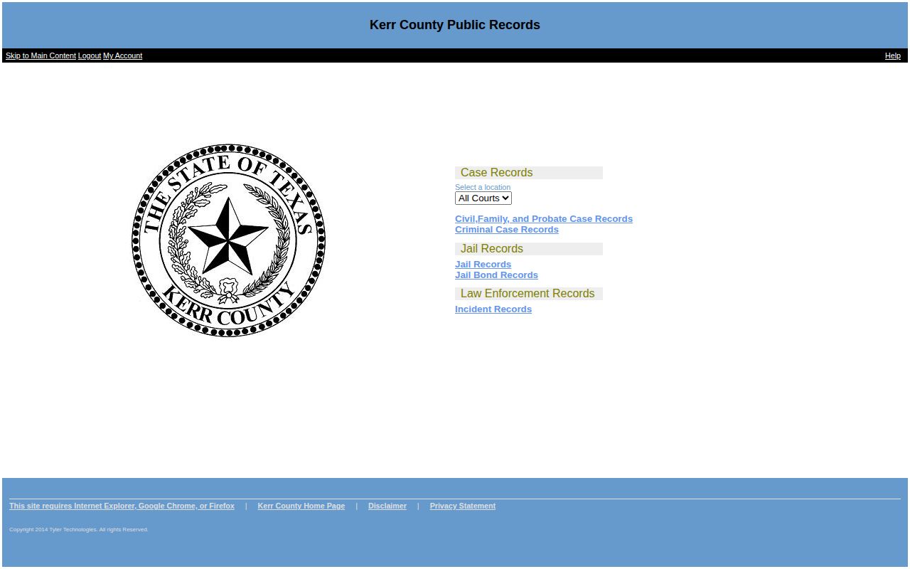 Kerr County court case search for released inmate disposition records