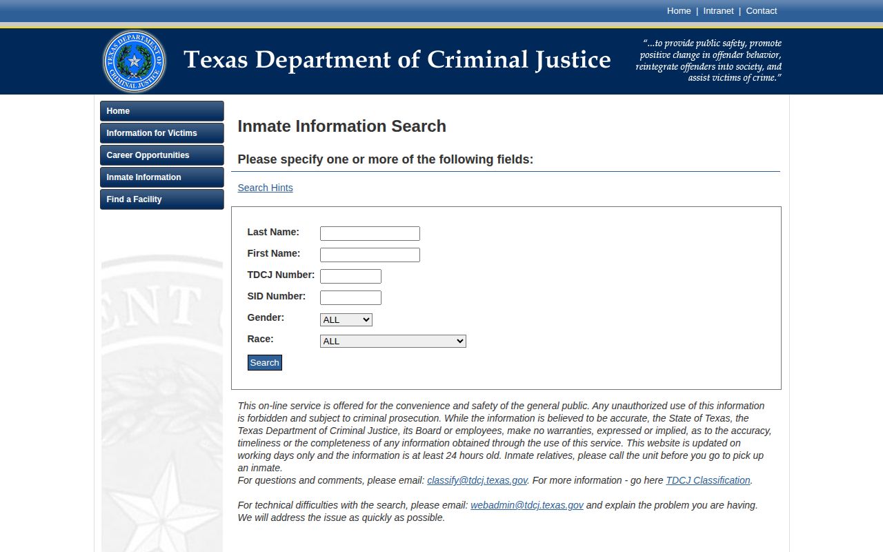 TDCJ offender search for Kerr County released inmates
